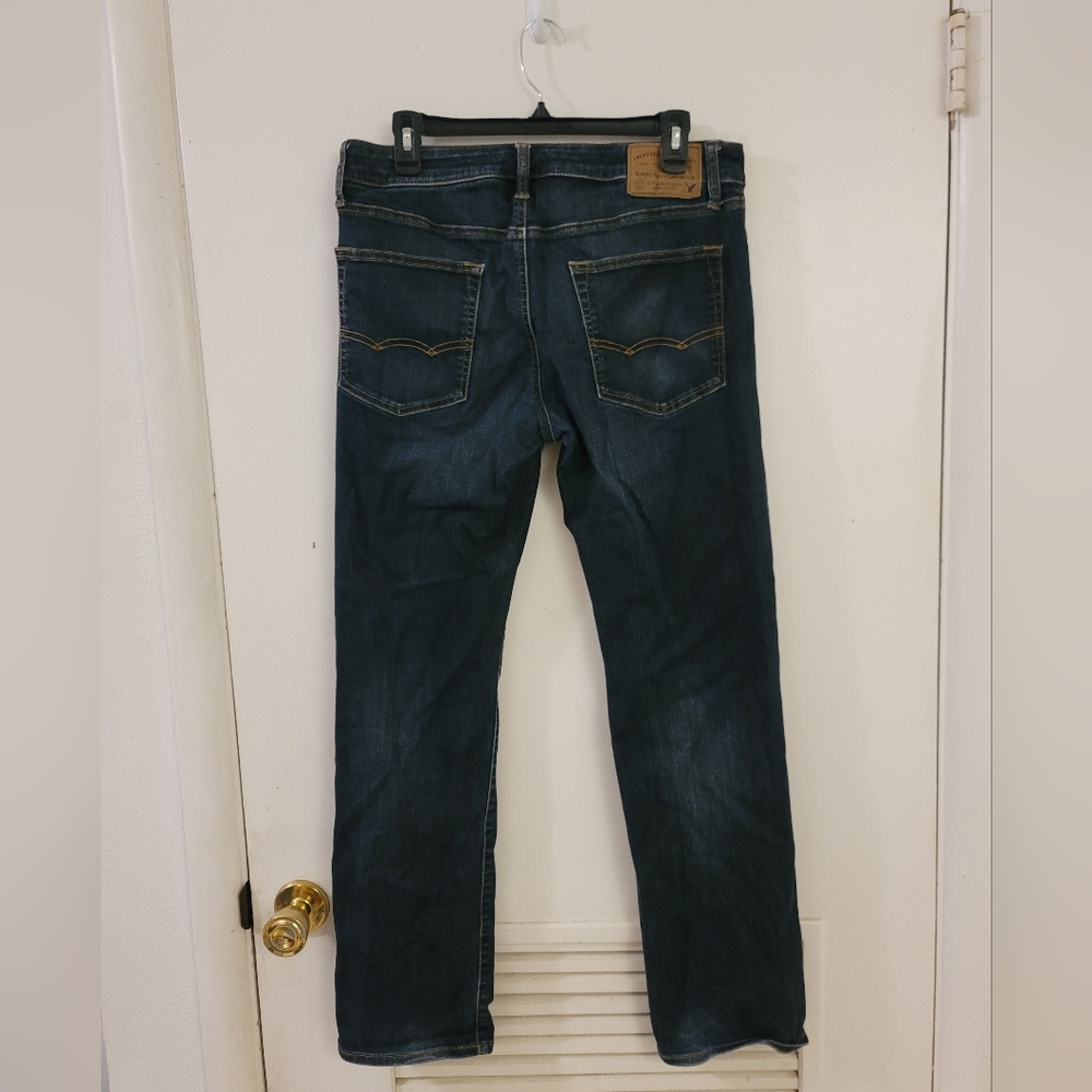 American Eagle Outfitters Men's Deep Indigo Original Straight Jeans - Picture 2 of 4